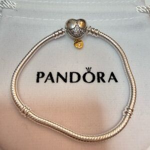 PRINCESS PANDORA Heart Snake Chain Bracelet 569563C01 6.6 inch (with a defect)